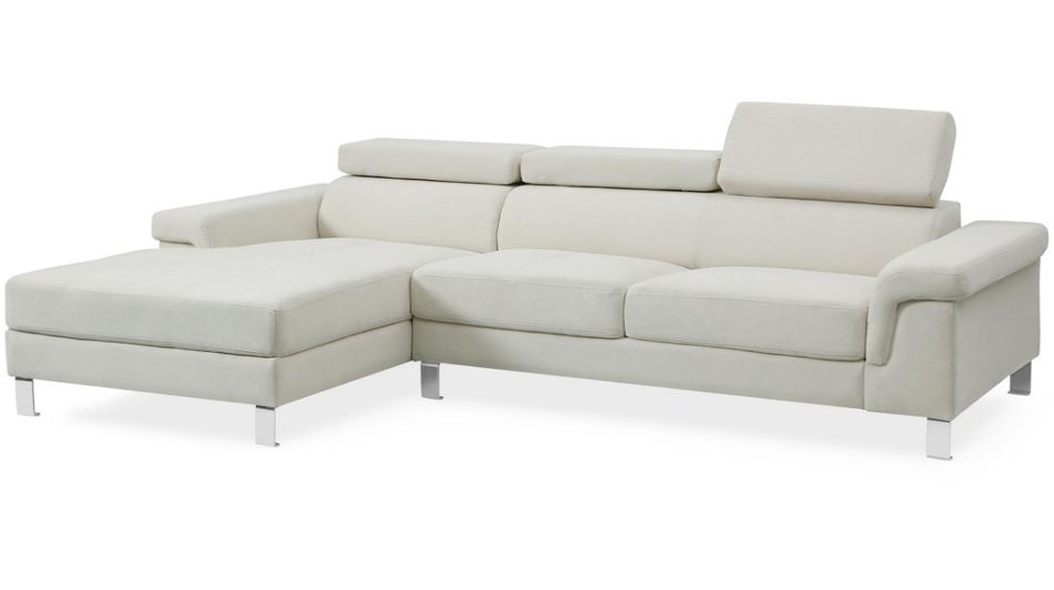 Canapé d'angle gauche velours beige Tence - Photo n°1