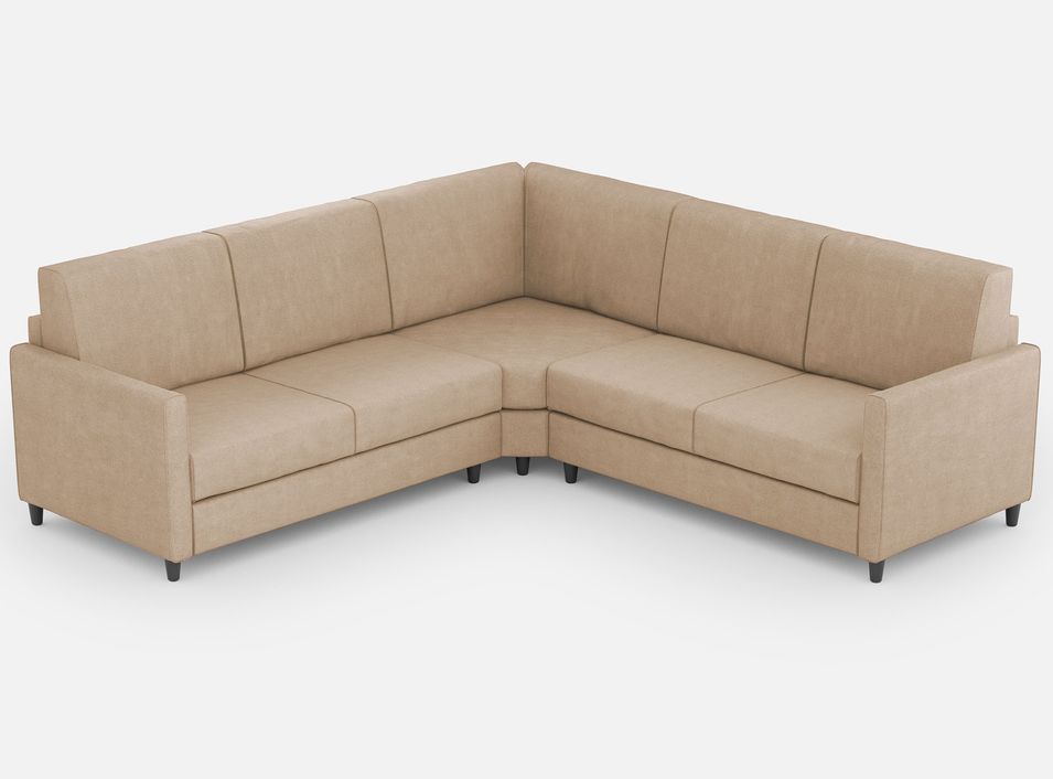 Canapé d'angle moderne italien tissu beige Korane - 5 tailles - Photo n°1