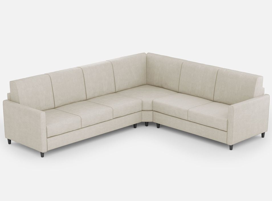 Canapé d'angle moderne italien tissu blanc cassé Korane - 5 tailles - Photo n°1