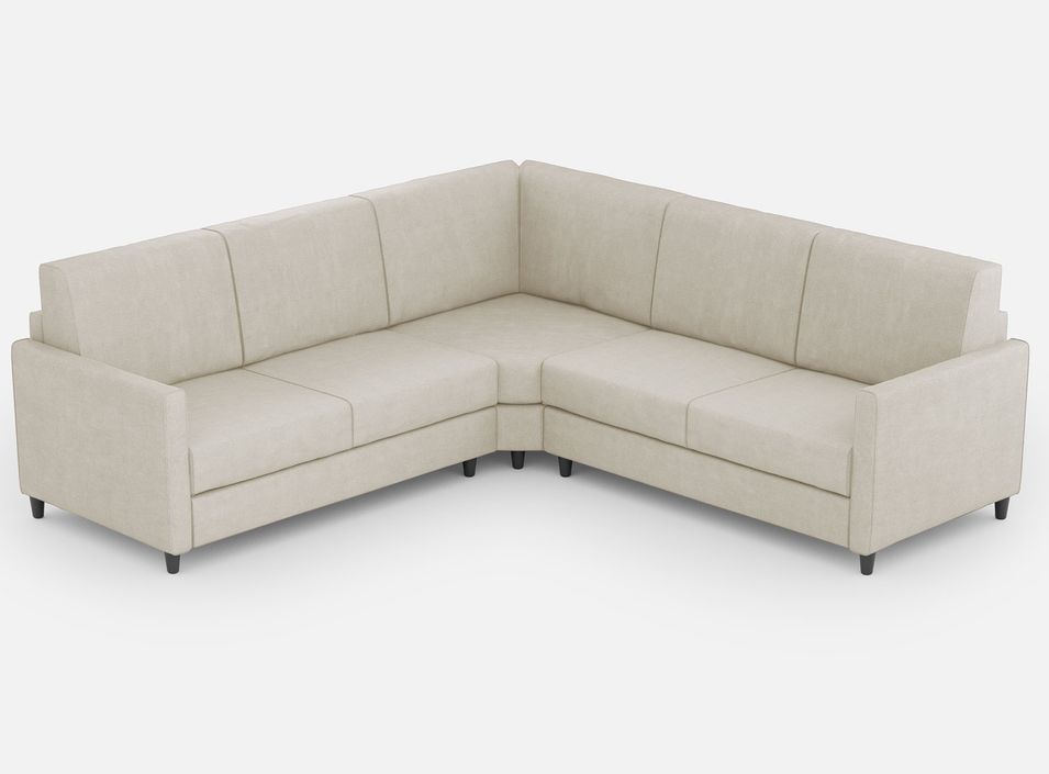 Canapé d'angle moderne italien tissu blanc cassé Korane - 5 tailles - Photo n°1
