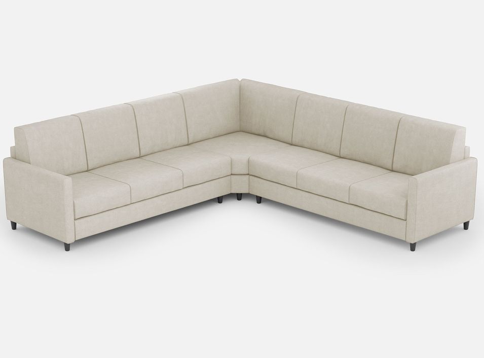 Canapé d'angle moderne italien tissu blanc cassé Korane - 5 tailles - Photo n°1