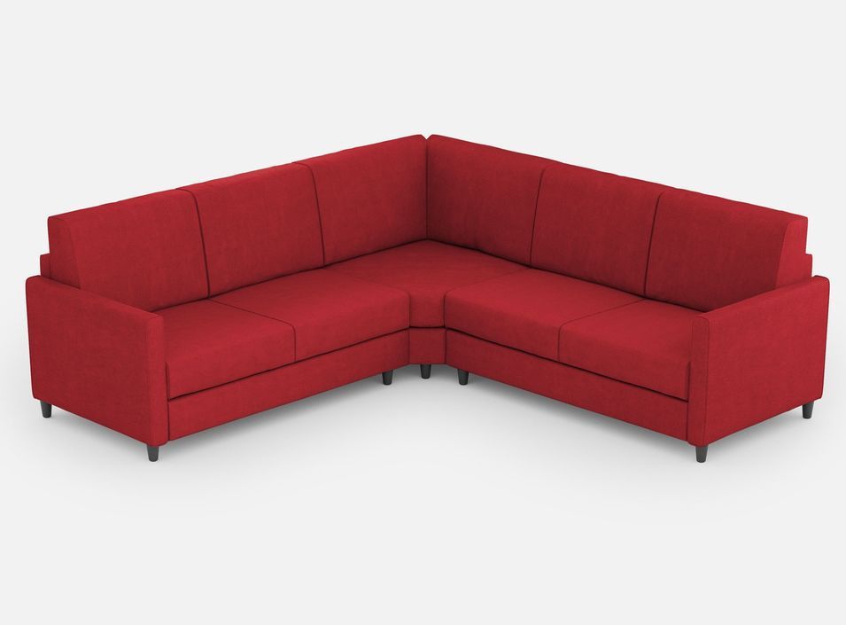 Canapé d'angle moderne italien tissu rouge Korane - 5 tailles - Photo n°1