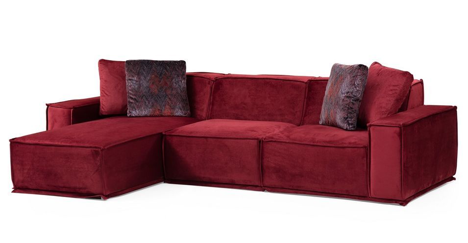 Canapé d'angle modulable velours bordeaux Kego L 300 x P 170 cm - Photo n°1