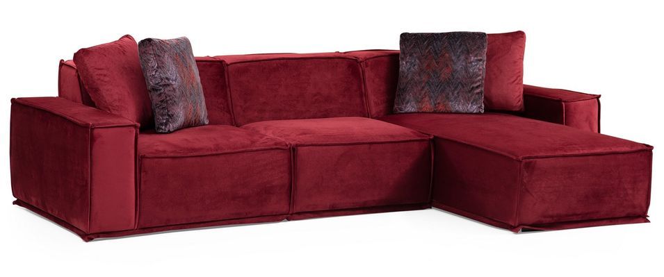 Canapé d'angle modulable velours bordeaux Kego L 300 x P 170 cm - Photo n°11