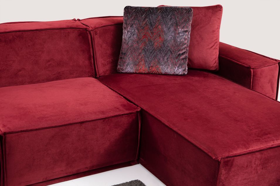 Canapé d'angle modulable velours bordeaux Kego L 300 x P 170 cm - Photo n°4