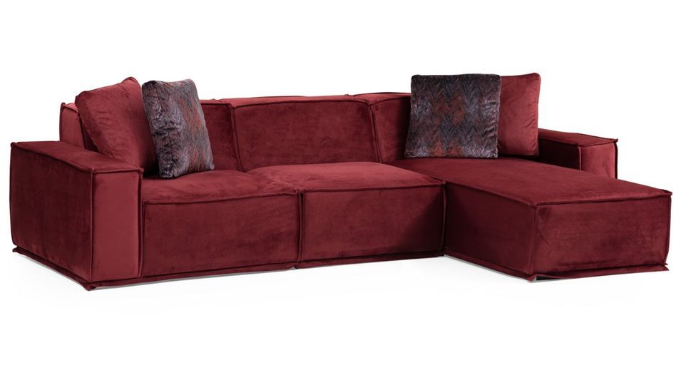 Canapé d'angle modulable velours bordeaux Kego L 300 x P 170 cm - Photo n°1