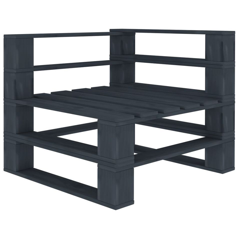 Canapé d'angle palette de jardin Bois Gris - Photo n°1