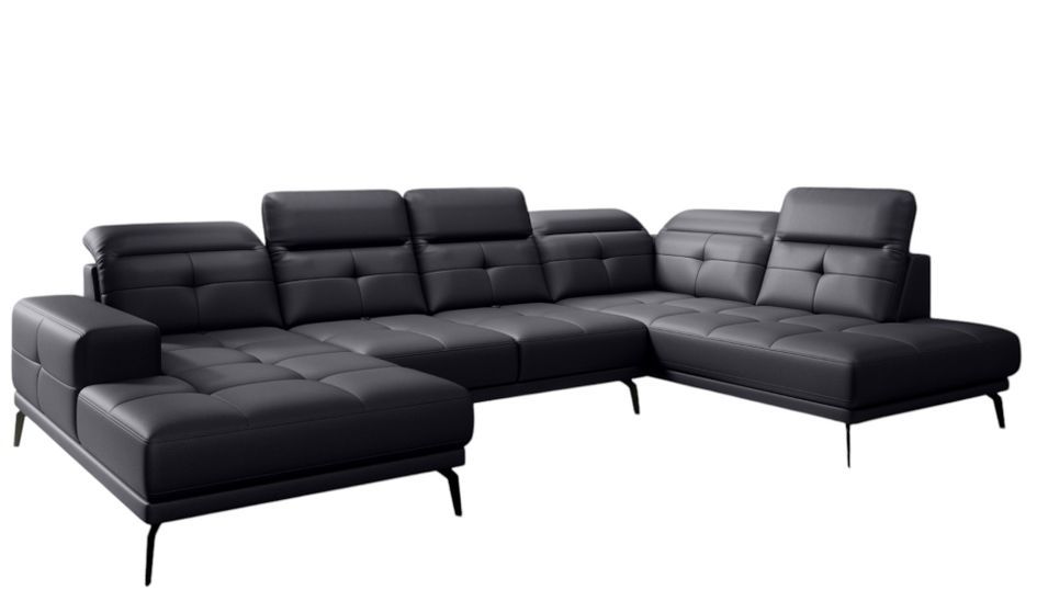 Canapé d’angle panoramique VERSUS simili cuir – Appuie-têtes réglables - Photo n°1