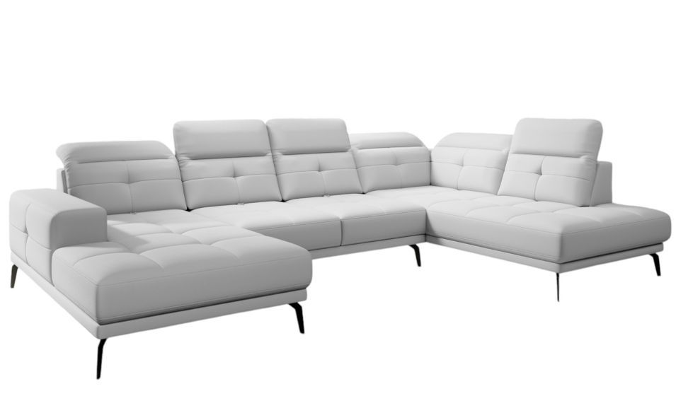 Canapé d’angle panoramique VERSUS simili cuir – Appuie-têtes réglables - Photo n°1