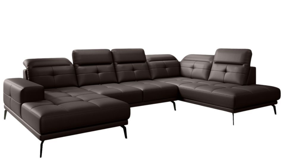 Canapé d’angle panoramique VERSUS simili cuir – Appuie-têtes réglables - Photo n°1