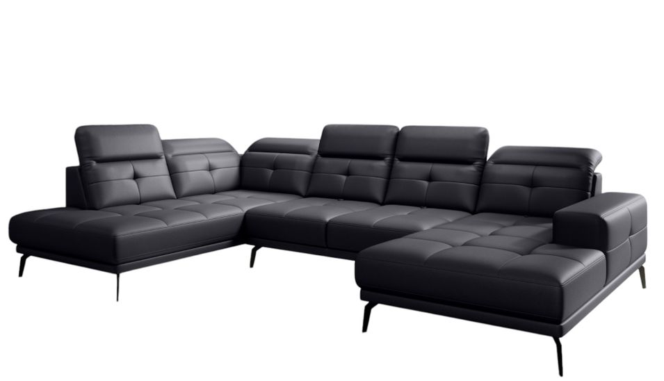 Canapé d’angle panoramique VERSUS simili cuir – Appuie-têtes réglables - Photo n°1