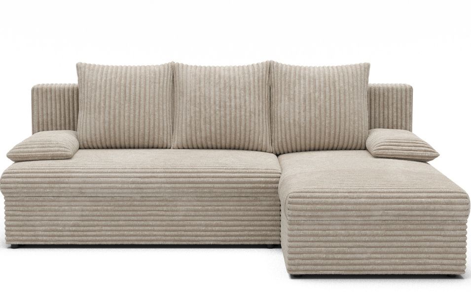 Canapé d’angle réversible convertible GARY en tissu côtelé – 206 cm - Photo n°1
