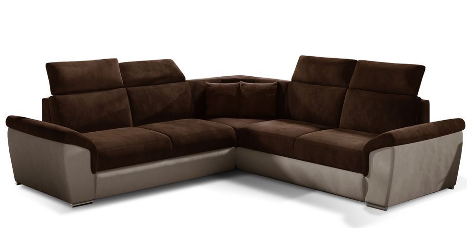 Canapé d’angle réversible convertible NEO en velours avec pieds en acier chromé – 266 cm - Photo n°1