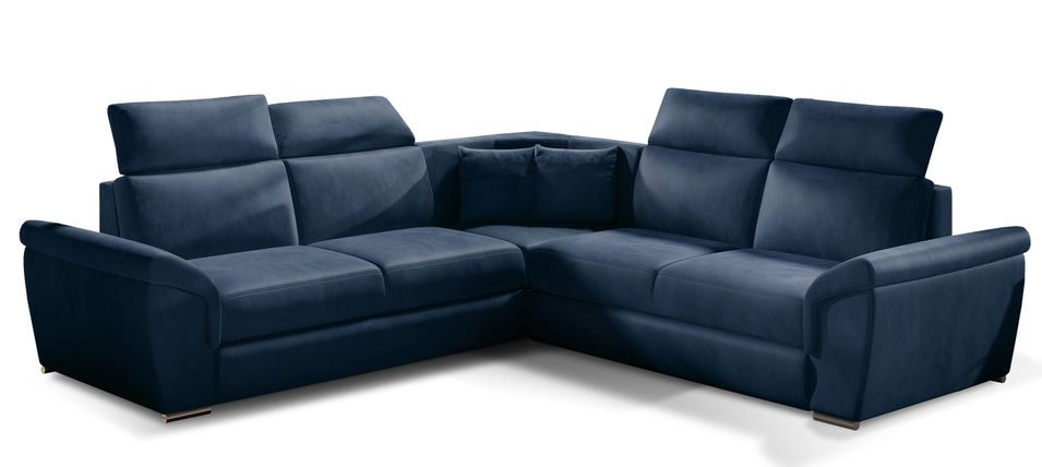 Canapé d’angle réversible convertible NEO en velours avec pieds en acier chromé – 266 cm - Photo n°1