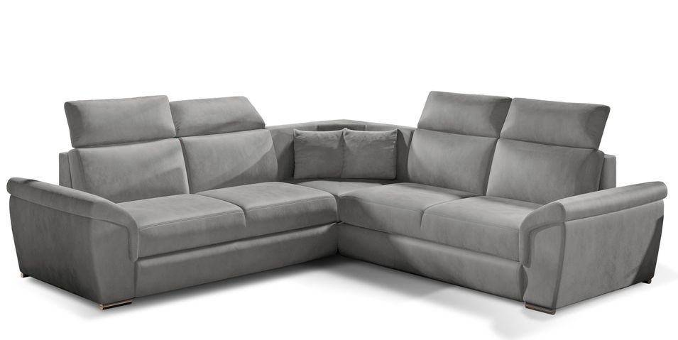 Canapé d’angle réversible convertible NEO en velours avec pieds en acier chromé – 266 cm - Photo n°1