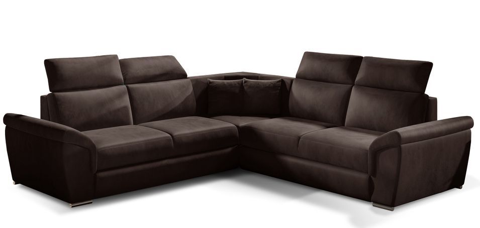 Canapé d’angle réversible convertible NEO en velours avec pieds en acier chromé – 266 cm - Photo n°1