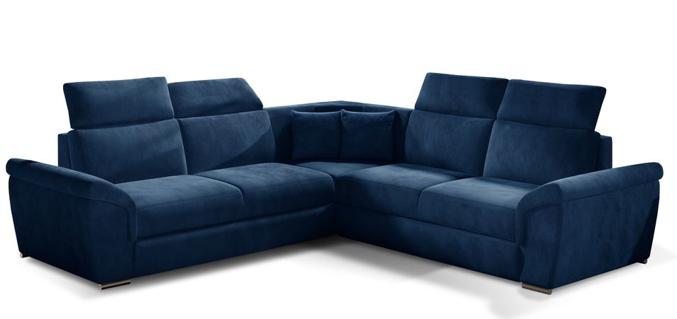 Canapé d’angle réversible convertible NEO en velours avec pieds en acier chromé – 266 cm - Photo n°1