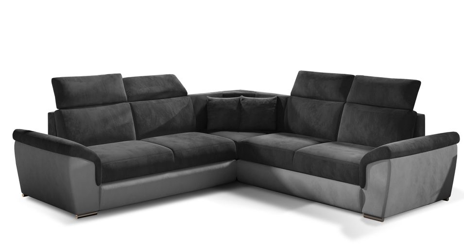 Canapé d'angle réversible et convertible velours Neo - Pieds acier chromé - Photo n°1