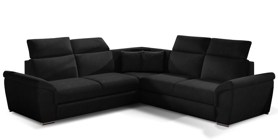 Canapé d'angle réversible et convertible velours Neo - Pieds acier chromé - Photo n°1