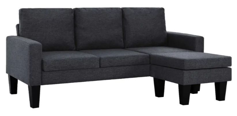 Canapé d'angle réversible tissu gris foncé Calvin 2 - Photo n°1