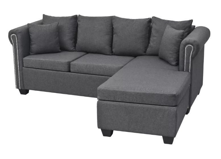 Canapé d'angle réversible tissu gris foncé Calvin - Photo n°1
