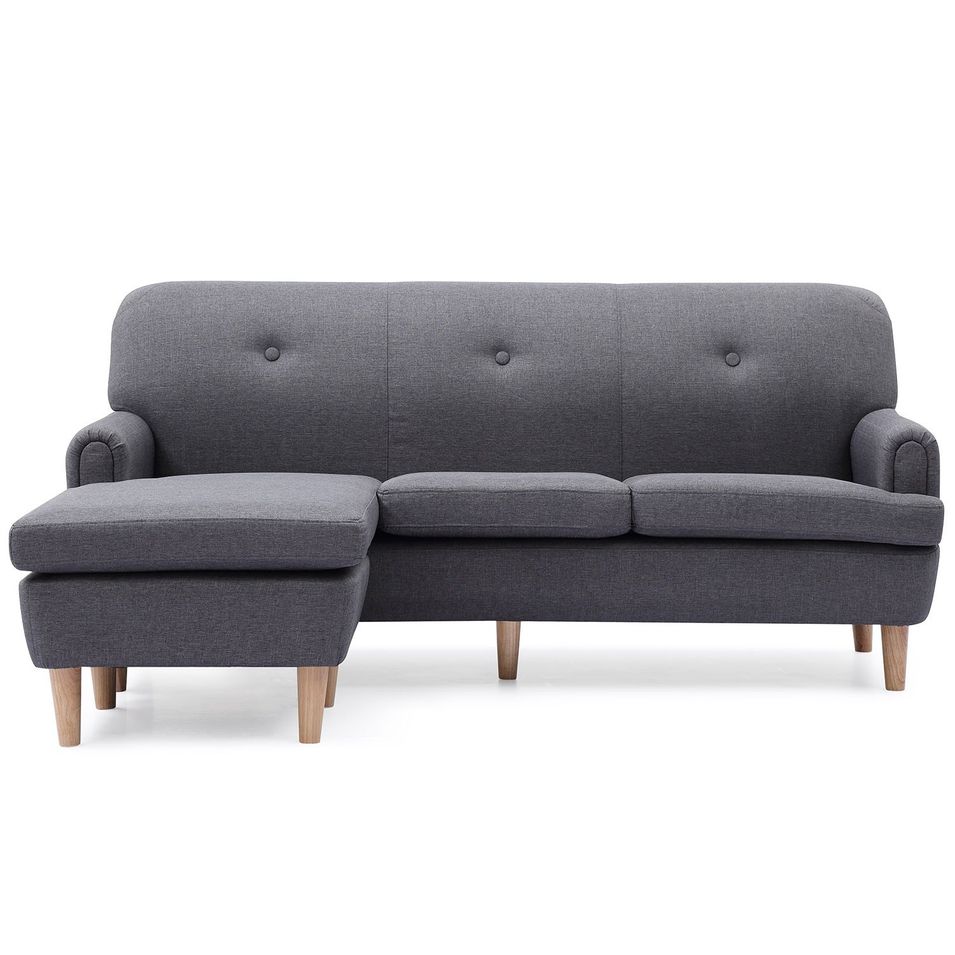 Canapé d'angle réversible tissu gris Ronal - Photo n°1