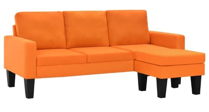 Canapé d'angle réversible tissu orange Calvin - Photo n°1