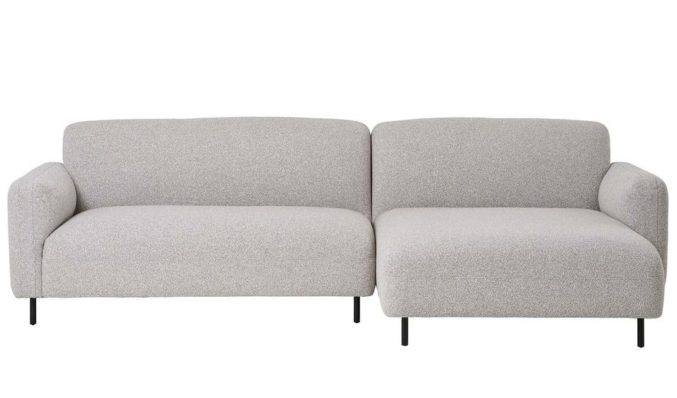 Canapé d’angle SALVADOR en tissu bouclette gris clair – 265 cm - Photo n°1