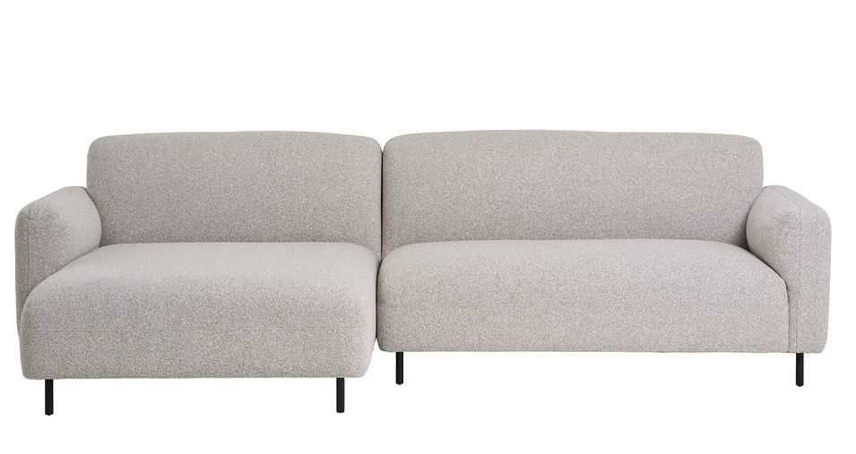 Canapé d’angle SALVADOR en tissu bouclette gris clair – 265 cm - Photo n°1