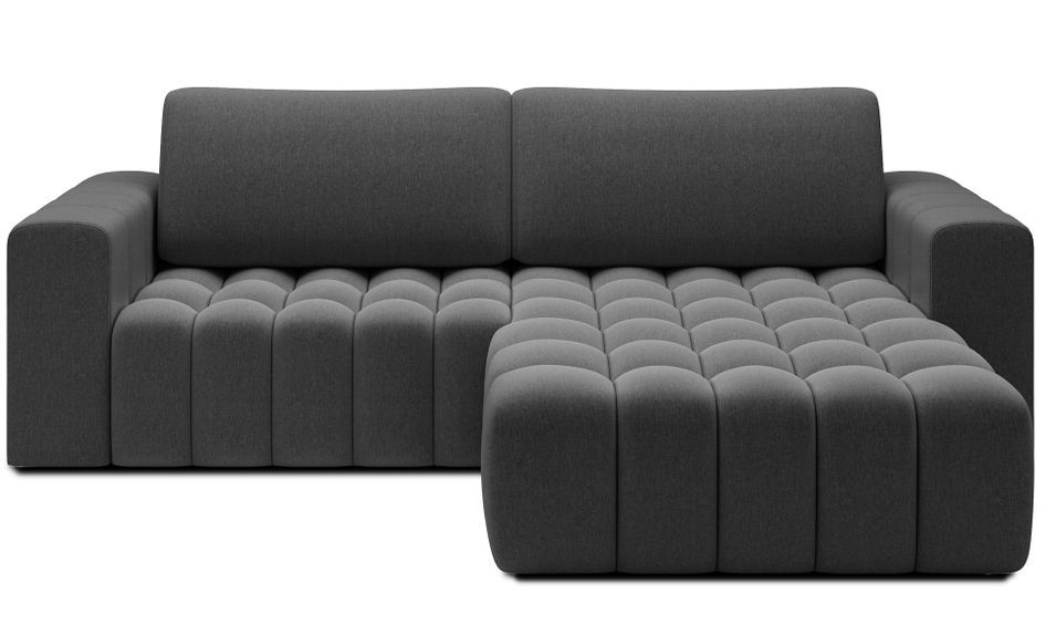 Canapé d’angle tissu à boucles capitonné BOZEN – Convertible et rangement - Photo n°1