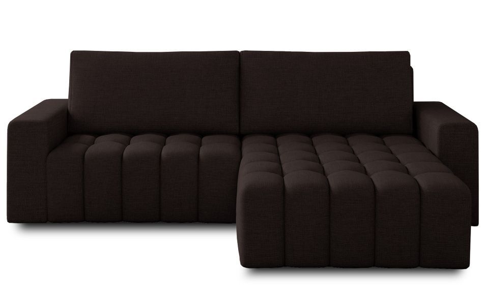 Canapé d’angle tissu à boucles capitonné BOZEN – Convertible et rangement - Photo n°1
