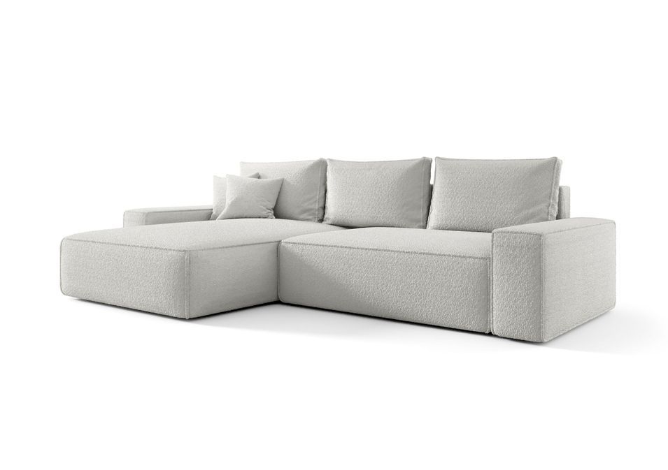 Canapé d’angle tissu bouclé convertible avec coffre NINA - Photo n°1