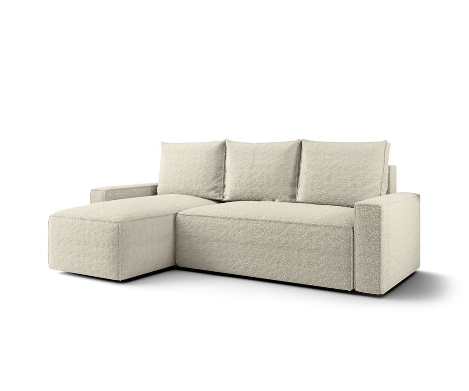 Canapé d’angle tissu bouclé convertible avec coffre NORE - Photo n°1