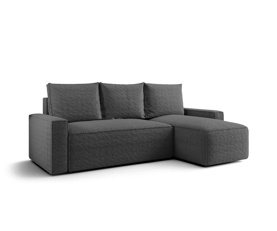 Canapé d’angle tissu bouclé convertible avec coffre NORE - Photo n°1