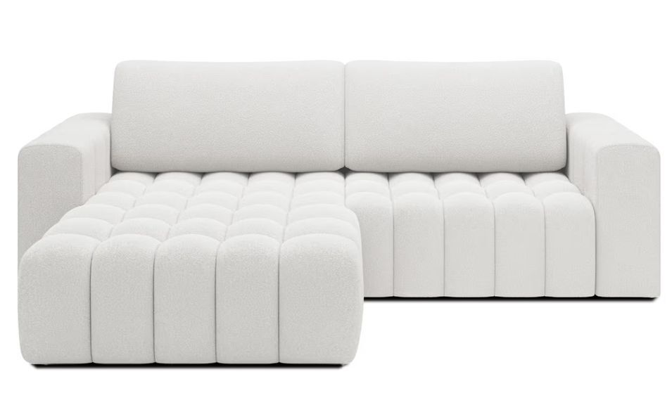 Canapé d’angle tissu capitonné BOZEN – Convertible et rangement - Photo n°1