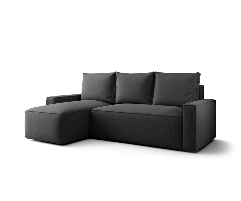 Canapé d’angle tissu convertible avec coffre intégré NORE - Photo n°1
