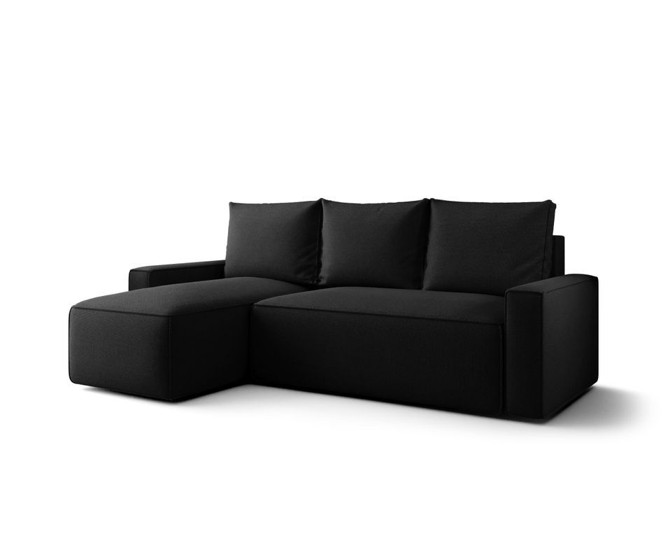 Canapé d’angle tissu convertible avec coffre intégré NORE - Photo n°1