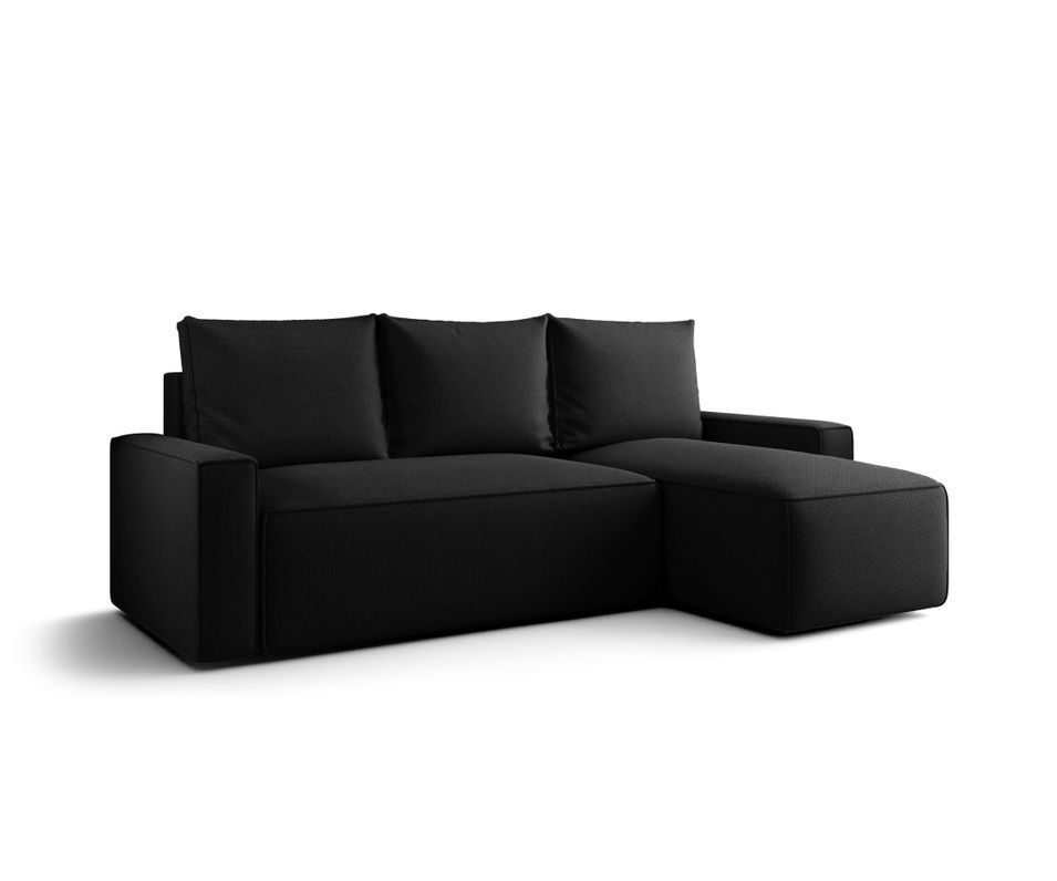 Canapé d’angle tissu convertible avec coffre intégré NORE - Photo n°1