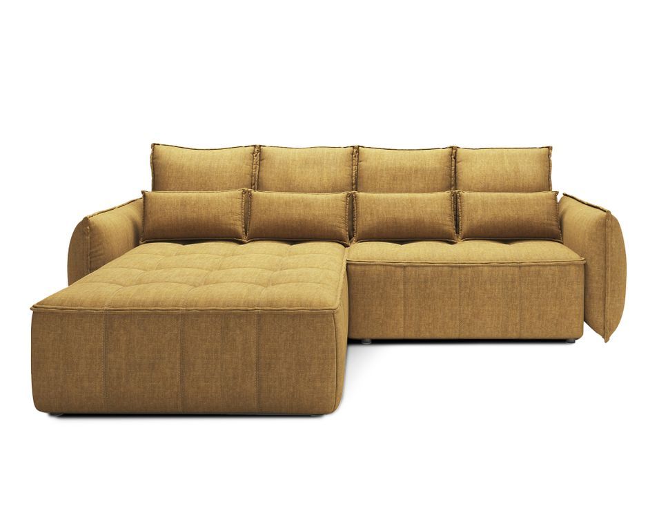 Canapé d’angle tissu effet cuir KAMPUS – Convertible et rangement - Photo n°1