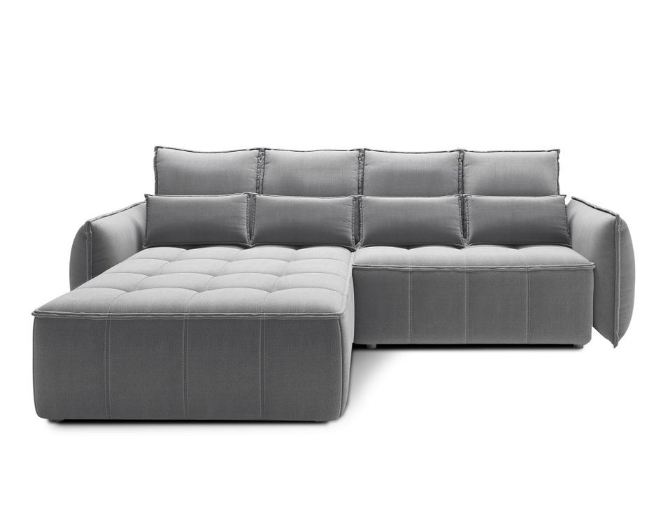 Canapé d’angle tissu effet cuir KAMPUS – Convertible et rangement - Photo n°1