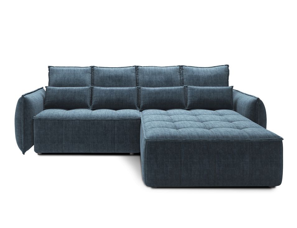 Canapé d’angle tissu effet cuir KAMPUS – Convertible et rangement - Photo n°1