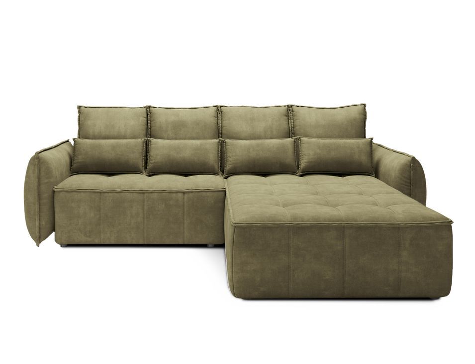 Canapé d’angle tissu effet cuir KAMPUS – Convertible et rangement - Photo n°1