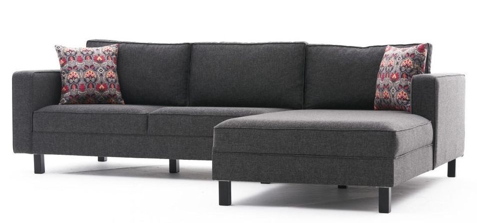 Canapé d'angle tissu lin anthracite Kalena 258 cm - Photo n°1