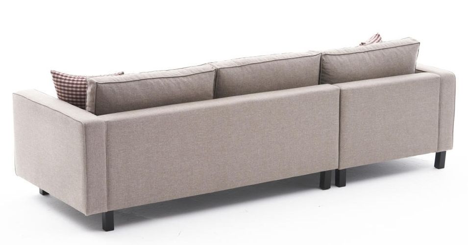 Canapé d'angle tissu lin beige Kalena 258 cm - Photo n°1