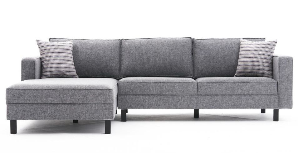 Canapé d'angle tissu lin gris Kalena 258 cm - Photo n°1
