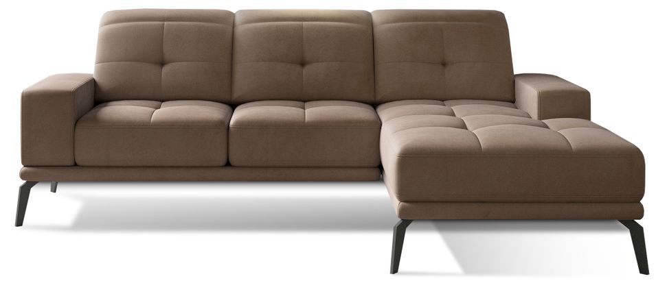 Canapé d’angle TORPILLE en velours – 265 cm - Photo n°1