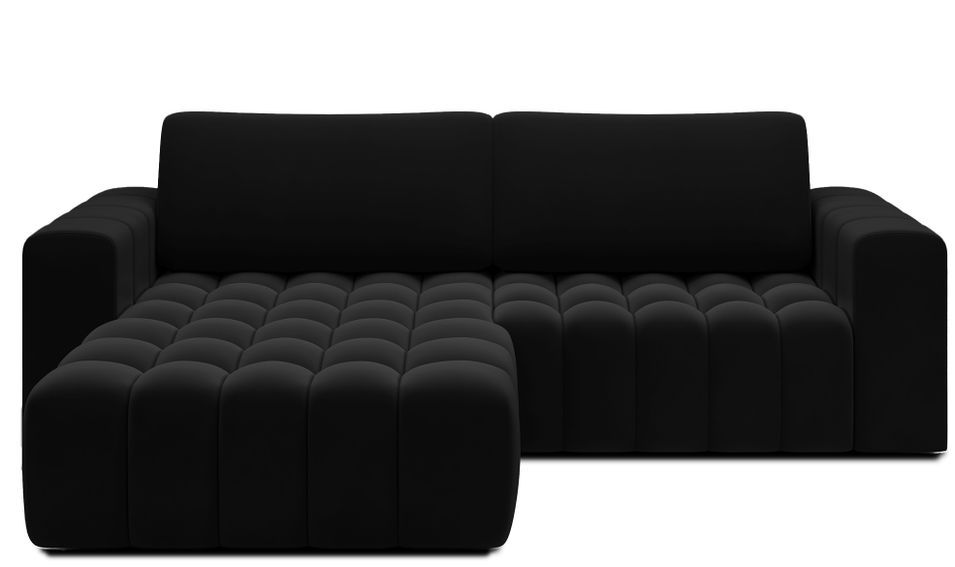 Canapé d’angle velours capitonné BOZEN – Convertible et rangement - Photo n°1