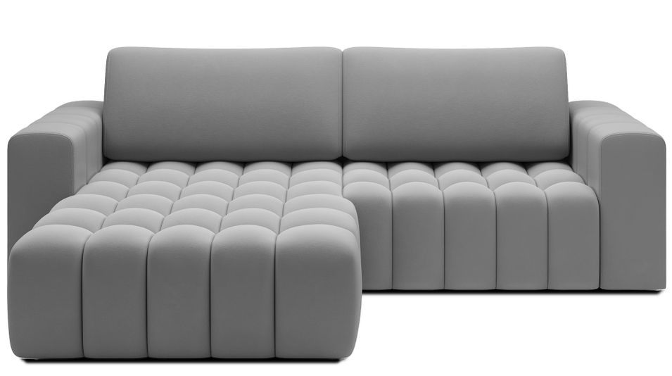 Canapé d’angle velours capitonné BOZEN – Convertible et rangement - Photo n°1