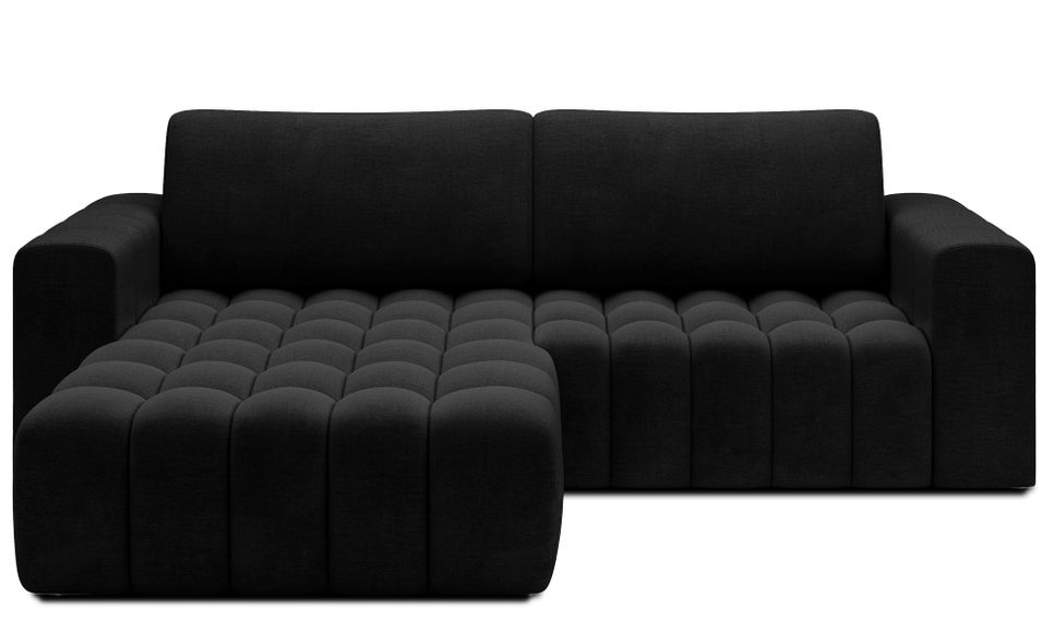 Canapé d’angle velours capitonné BOZEN – Convertible et rangement - Photo n°1