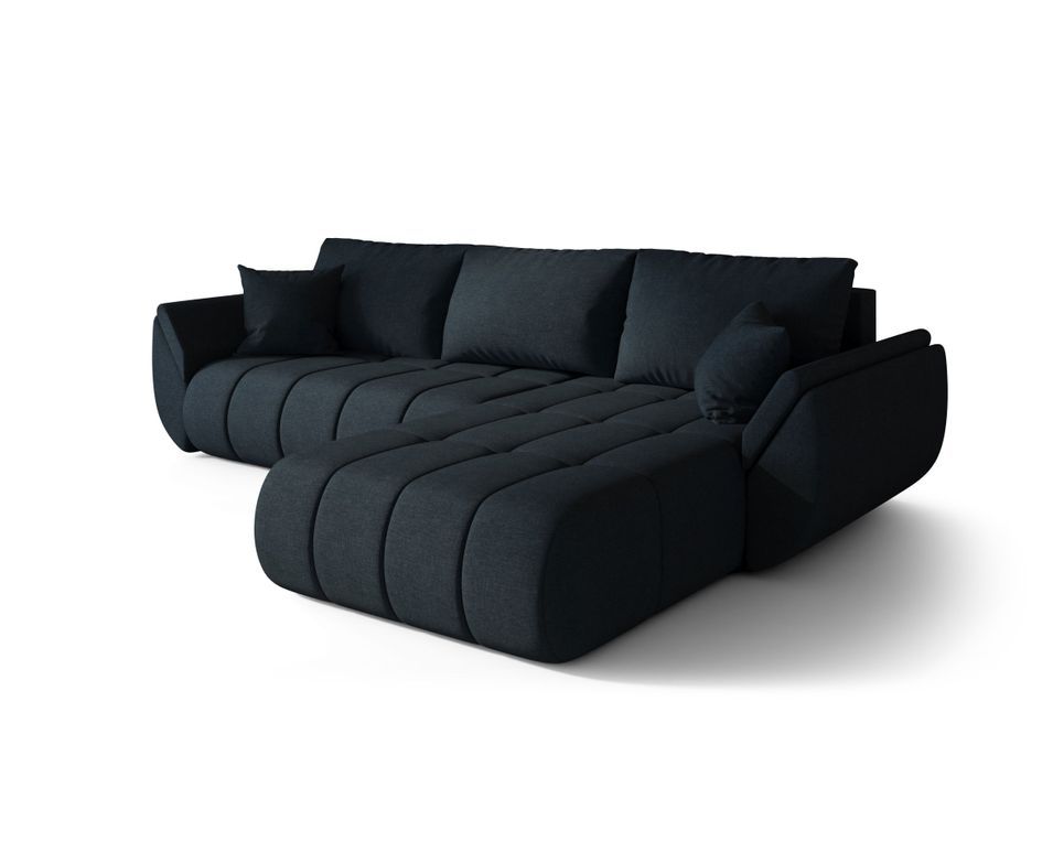 Canapé d’angle velours chenille convertible avec coffre ARCO - Photo n°1